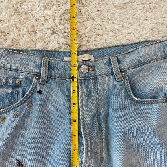 Zara Trafaluc Denim Distressed Mini Skirt. Embroidered. Blue. Large. Streetwear. - Picture 13 of 13